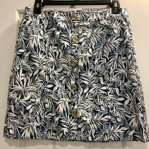 Loft-Navy blue and white tropical skirt